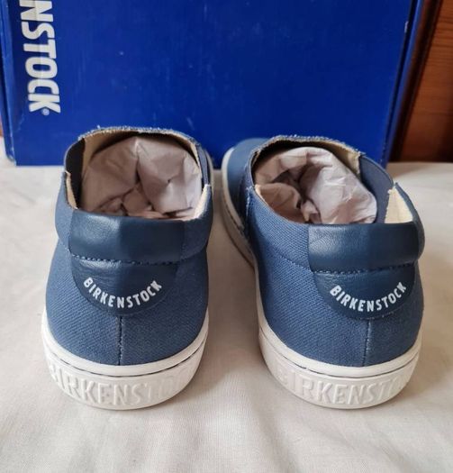 Birkingstock barrie slip ons Size 5 eu 38 blue canvas brand new boxed