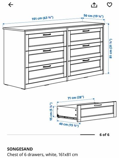 IKEA SONGESAND White Double Chest of Drawers