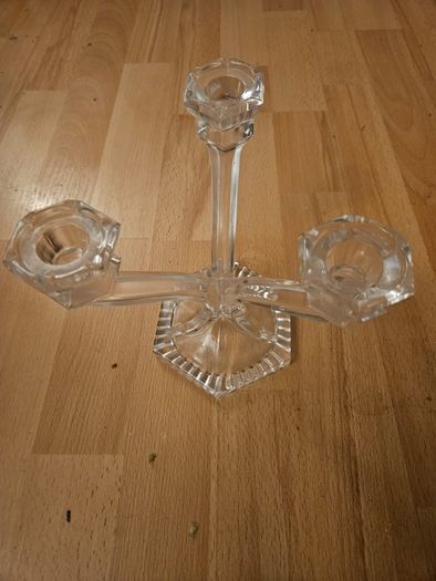 Candle Holder/3 Arm Candeleabra 24% Lead Crystal .. Price Drop