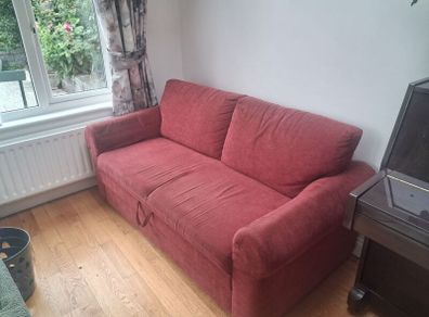 2 seater sofa bed and matching queen anne chair