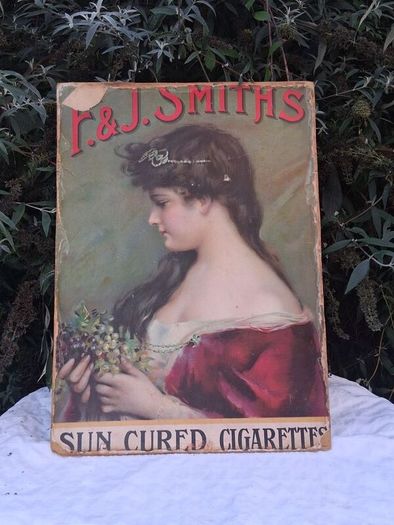 Original F&J Smiths Sun Cured # igarettes Sign (1910)