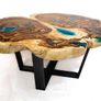 Round live edge coffee table glowing in the dark Image 3