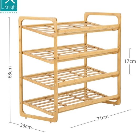 4 TIER Bamboo Shoe Rack,100% Natural & Renewable, Super Strong Heavy Duty Durable Wooden Shoe Rack Stand Storage Organiser (4 Tier (L71 x W33 x H68 cm) FREE POSTAGE