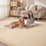 Carpet Rugs Living Room Large 120x160cm, Grey Rug for Bedroom Washable Area Rugs Anti Slip Fluffy Rug Shaggy Beige Extra Large Carpets for Kids Bedroom Living Room Image 2