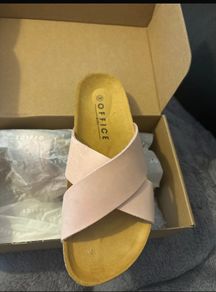 Pink OFFICE Cross-Strap Sandals