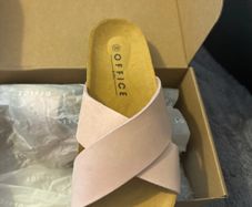 Pink OFFICE Cross-Strap Sandals