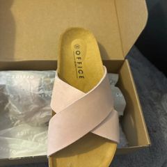 Pink OFFICE Cross-Strap Sandals