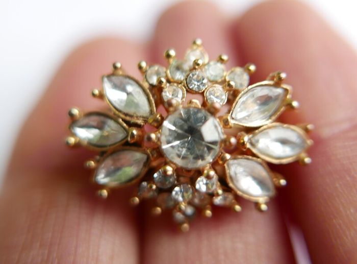 Vintage Crystal Snowflake Brooch