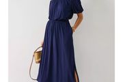 navy Bardot Plus size curve summer dress