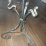 Beautiful Old Brass Kettle on an Awesome Forged Wrothe Iron Stand Image 5