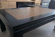 Black Vintage Coffee Table (Japandi / Rattan Top) - Restored NEED GONE ASAP
