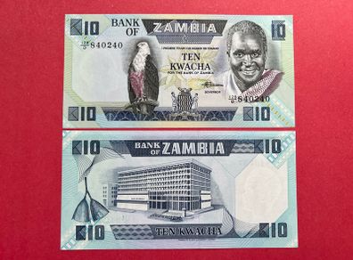 Zambia  10 Kwacha  1986 - 88.  ( Uncirculated ) Pick 26e.