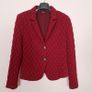 Frank Walder Dark Red Burgundy Diamond Quilted Button-Up Blazer Jacket 14UK/42EU Image 8