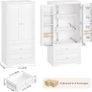Kitchen Cupboard Tall Kitchen Cabinet Pantry Cupboard with 2 Doors Storage Free Standing Sideboard Storage Cabinet, 2 Drawers, Adjustable Shelves 60x40x120cm White Image 3