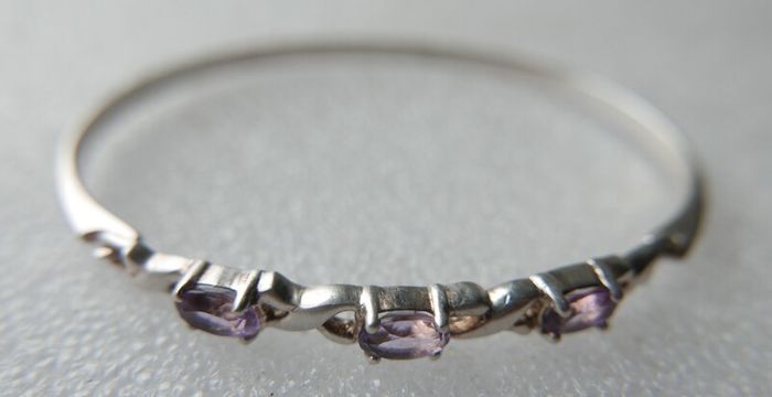 Vintage 925 Sterling Silver and Amethyst Bangle