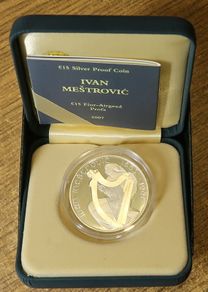 2007 Ireland Central Bank Ivan Mestrovic Uncirculated Euro15 Silver Proof Coin in Original Presentation Box