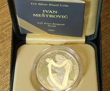 2007 Ireland Central Bank Ivan Mestrovic Uncirculated Euro15 Silver Proof Coin in Original Presentation Box