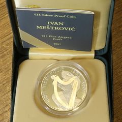 2007 Ireland Central Bank Ivan Mestrovic Uncirculated Euro15 Silver Proof Coin in Original Presentation Box