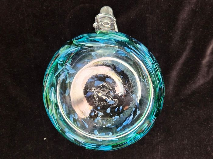 Jerpoint Glass Handcrafted Studio Art Glass Pitcher Water Jug Blue Green