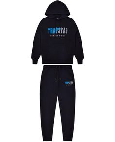 Trapstar Decoded Chenille Hooded Tracksuit Black/Blue/Grey