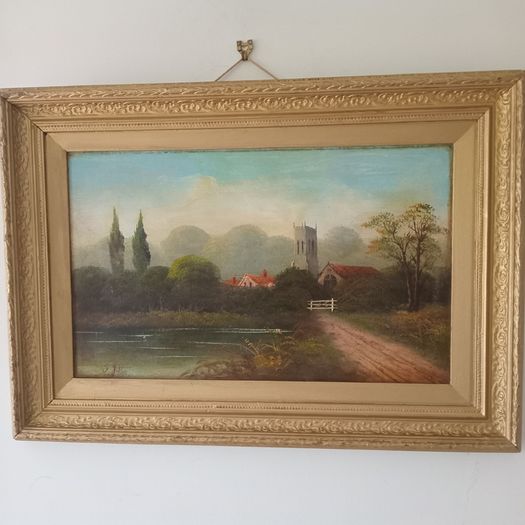 !9th century Oil on Board Painting.Signed.