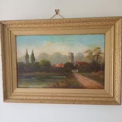 !9th century Oil on Board Painting.Signed.