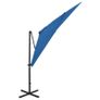 Cantilever Umbrella with Pole and LED Lights Azure Blue 250 cm Image 3