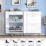 Shoe Storage Cabinet, Modern Shoe Cabinet with 2 Flip Hidden Doors and Drawer, Wooden Narrow Shoe Storage with Adjustable Shelves For Hallway, Entryway, Living Room 75x24x105.5cm (White) Image 5