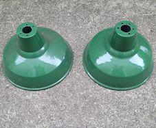 Vintage green enamel industrial light shades