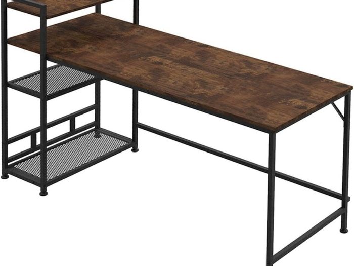 Computer Desk, Computer Desk with Bookshelf, Study Computer Laptop Table with 4 Tier DIY Storage Shelves Writing Table for Home Office Bedroom,160x60x110cm (FREE POSTAGE)