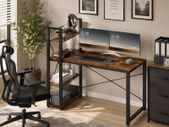 Industrial Computer Desk with Reversible Storage Shelves 120 cm