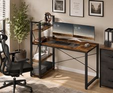 Industrial Computer Desk with Reversible Storage Shelves 120 cm