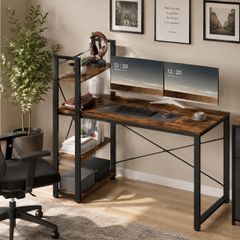 Industrial Computer Desk with Reversible Storage Shelves 120 cm