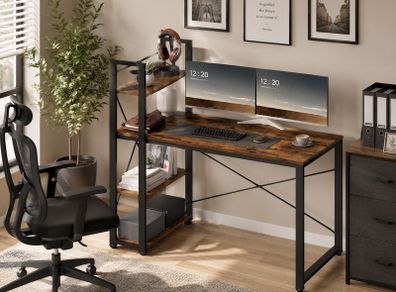 Industrial Computer Desk with Reversible Storage Shelves 120 cm