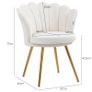 Shell chair vanity chair velvet salon chair with golden metal legs cream Image 4