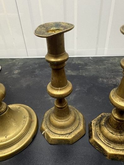 Five Vintage Brass-Tone Candlesticks