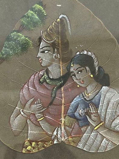Framed Vintage Indian Peepal Leaf Paintings