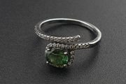 Vintage 925 Sterling Silver Green Tourmaline Ring Natural Gemstone Elegant Handmade Jewelry