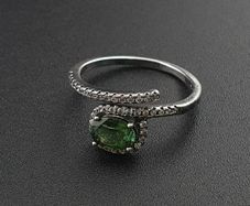 Vintage 925 Sterling Silver Green Tourmaline Ring Natural Gemstone Elegant Handmade Jewelry