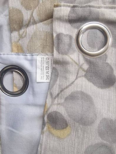 gold, beige and grey curtains fully lined