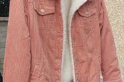 Primark Coral Faux Fur Fleece-Lined Corduroy Jacket with Buttons