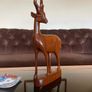 Tall Wooden Teak Gazelle Figurine Antelope Art Carving Image 5