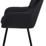Dining Chair Set of 2 with backrests, Thick Padded Seat armchairs, Easy-Clean Faux Leather and Linen, Sturdy Metal Legs kitchen chairs for Dining and Living Room(Black) Image 6