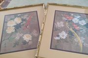 Framed Pair Of Chinese Nature Paintings Print  Frame 37 X 32 Cm. Print 26 X 20 Cm.