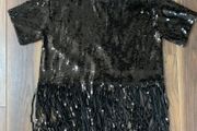 BRAND NEW Zara Black Fringe Sequin Top: Small (10-12) - super glitzy for Christmas