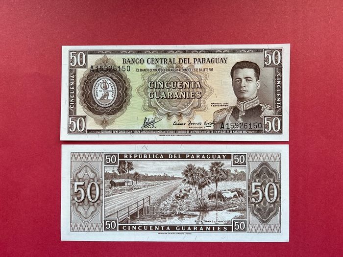 Paraguay  50  Guaranies. 1952. Pick 197c  ( Uncirculated )