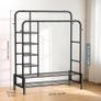 Clothes Rails for Bedroom - Heavy Duty Clothes Rail with Double Hanging Clothing Rail, Shoe Rack, Storage Shelves & 4 Coat Hooks, Clothes Rack for Closet, Laundry, Shop (Modern, Black) Image 6