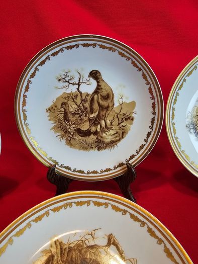Hunting Motifs Decorative Plate Set , Manufacturer: L. Lichte, Fine China, GDR (East Germany), 1960s-1970s