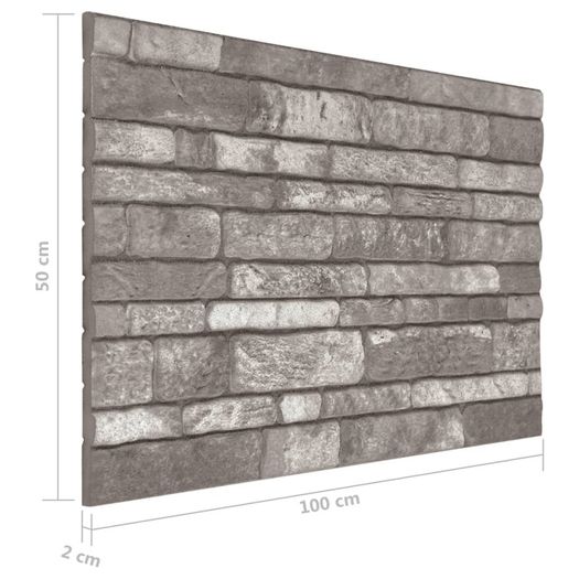 3D Wall Panels with Dark Grey Brick Design 10 pcs EPS