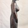 African Wooden Figures Pair Warrior Spear Water Carrier Hand Carved Image 5